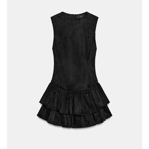 FAUX SUEDE RUFFLED SHORT DRESS